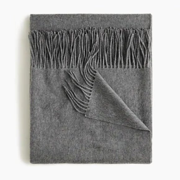 NWT -J. Crew Home Solid 100% Cashmere Throw - Graphite